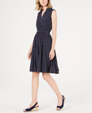 Charter Club Women's Polka Dot Shirtdress  Blue Size 12