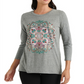 Lucky Brand Women's Mandala 3/4-Sleeve T-Shirt Gray Size XL