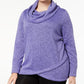 Ideology Women's Plus Fleece Cowl Neck Pullover Top Purple Size 1X
