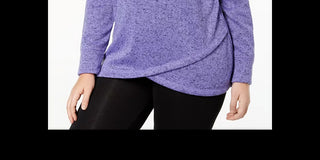 Ideology Women's Plus Fleece Cowl Neck Pullover Top Purple Size 1X
