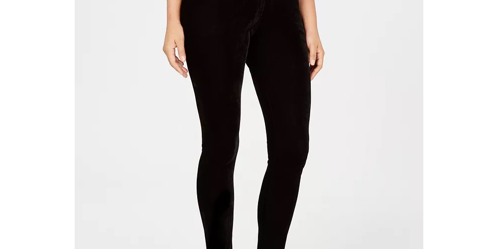 JM Collection  Women's Velvet Leggings Black Size Small