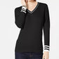 Tommy Hilfiger Women's Cotton V Neck Sweater Black Size S