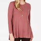 Style & Co Women's High Low Tunic Sweater Dark Pink Size Medium
