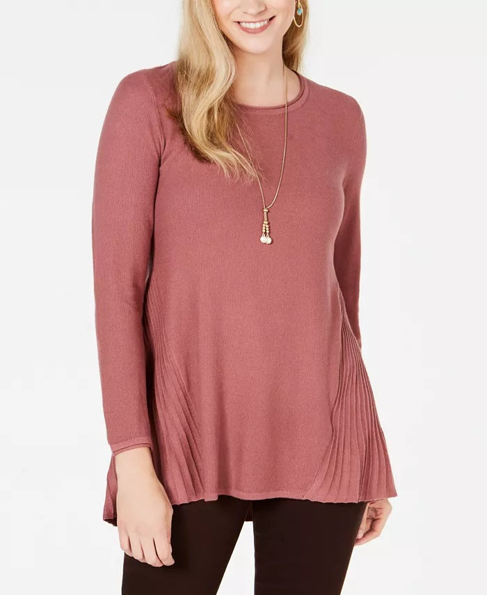 Style & Co Women's High Low Tunic Sweater Dark Pink Size Medium