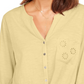 Style & Co Women's Eyelet-Pocket Tie-Front Top  Yellow Size XX Large