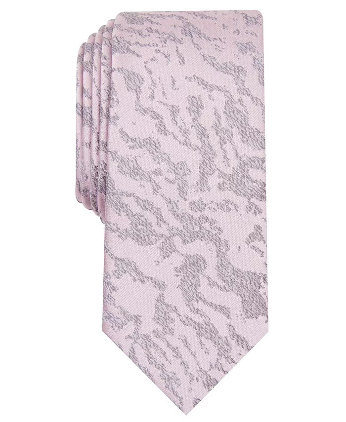 INC International Concepts Men's Patterned Slim Neck Tie Beige/Black Size Regular