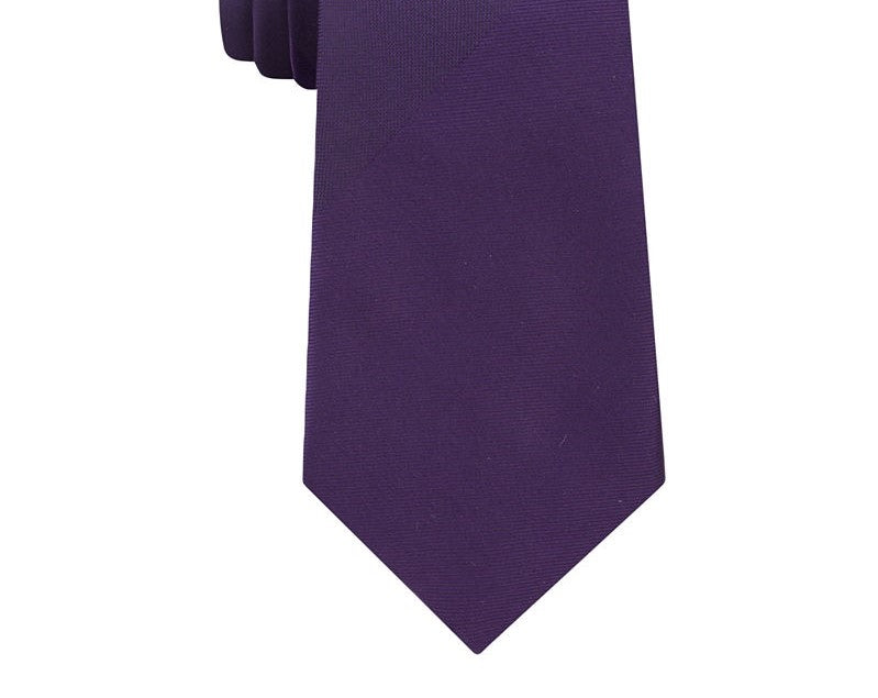 Van Heusen Men's Neck Tie One Skinny Solid Slim Silk Purple Size Regular