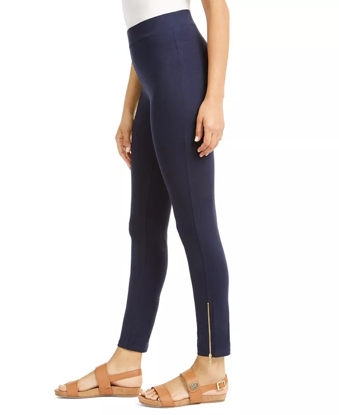 JM Collection  Women's Side Hem Zip Leggings Blue Size Small