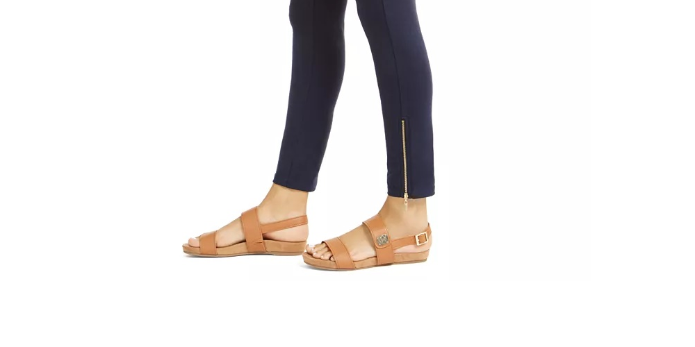 JM Collection  Women's Side Hem Zip Leggings Blue Size Small