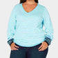Tommy Hilfiger Women's Plus Size Cotton Striped V-Neck Sweater Blue Size 2X