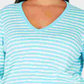 Tommy Hilfiger Women's Plus Size Cotton Striped V-Neck Sweater Blue Size 2X