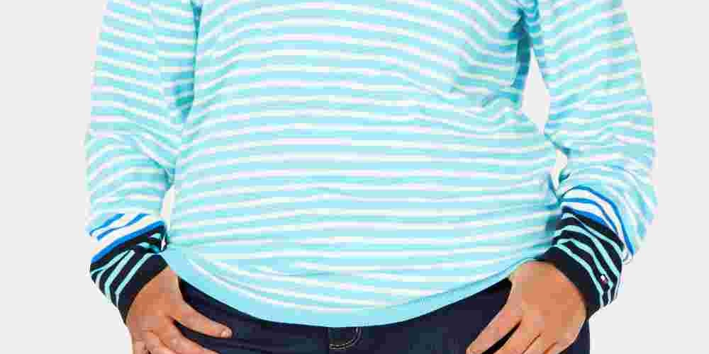 Tommy Hilfiger Women's Plus Size Cotton Striped V-Neck Sweater Blue Size 2X