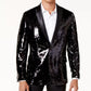 INC International Concepts Men's Slim Fit Reversible Sequined Blazer  Black Size XLT