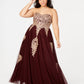 Say Yes To The Prom Women's Trendy Plus Size Embroidered Strapless Gown Dark Purple Size 14W