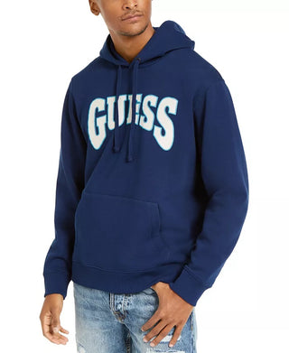 Guess Men's Logo Graphic Hoodie Blue Size XX-large