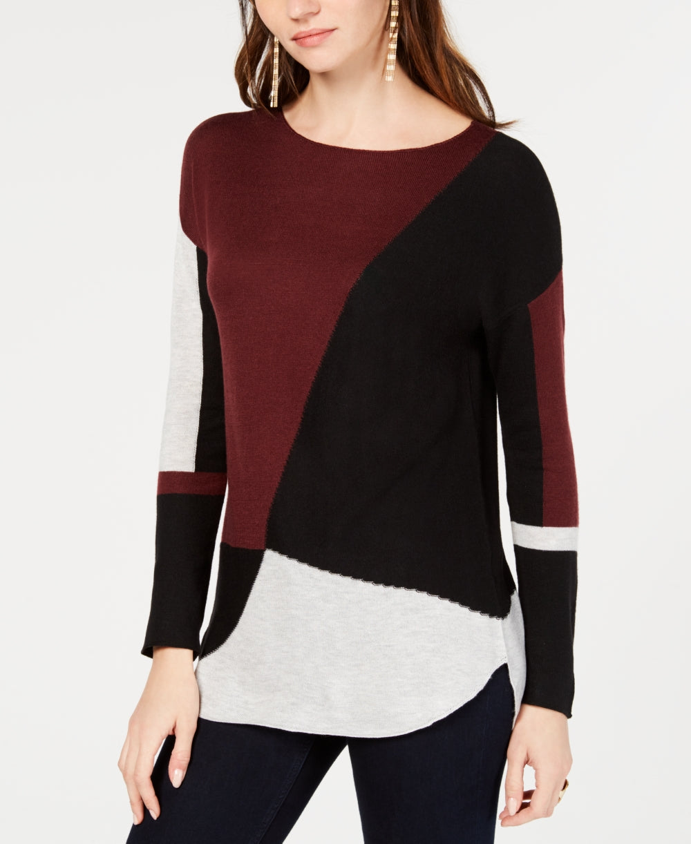 INC International Concepts Women's Colorblocked Sweater Black Combo Size Petite XL