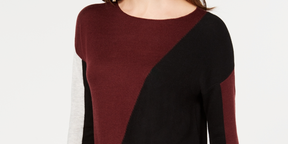 INC International Concepts Women's Colorblocked Sweater Black Combo Size Petite XL