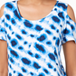 JM Collection Women's Printed Cold Shoulder Top Blue Size Small
