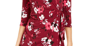 Alfani Women's Printed Side Tie Top Wine Size Petite L