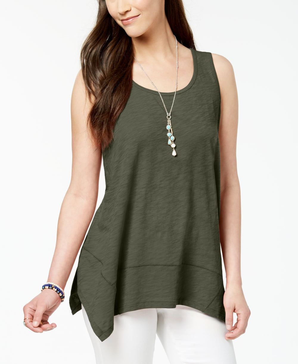 Style & Co Women's Swing Tank Top Green Size Petite S