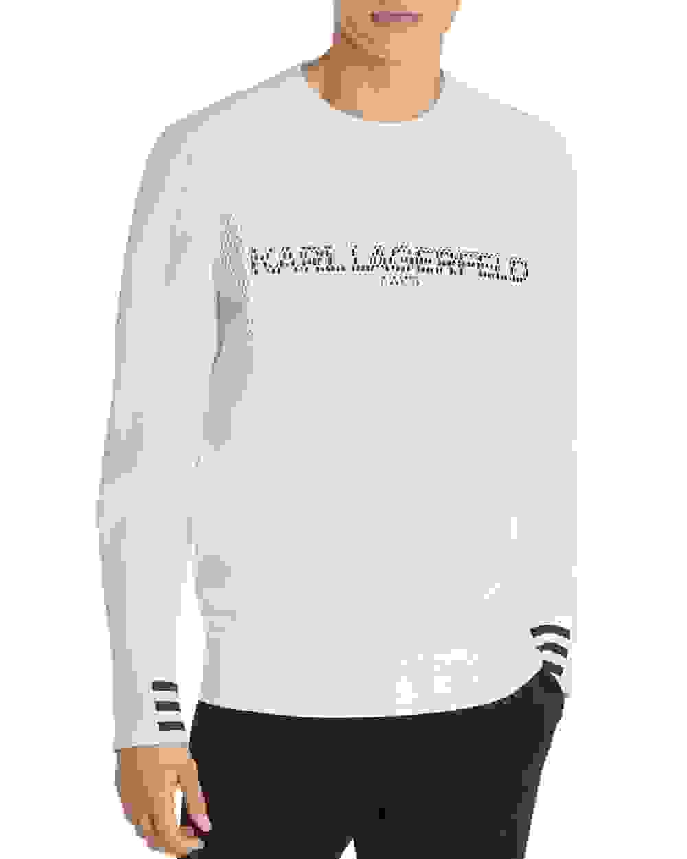 Karl Lagerfeld Paris Men's Paneled Logo Graphic Sweatshirt White Size Large