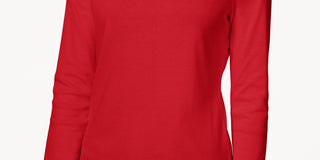 Charter Club Women's Pima Cotton Button Shoulder Top Red Size Petite XL