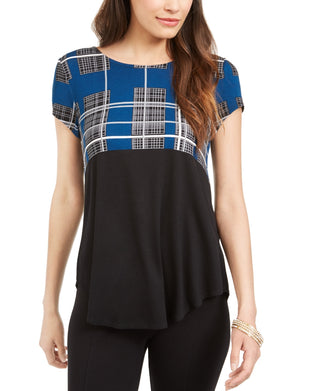 Alfani Women's Colorblocked Top Black Size X-Small
