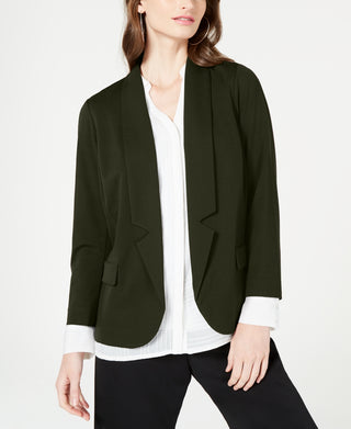 Alfani Women's Notch Collar Blazer Olive Green Size Petite L