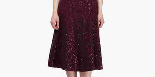 SL Fashions Women's 3/4 Sleeve Sequin Lace Dress Burgundy Size 14