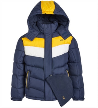 CB Sports Little Boy's 2 Pc Colorblocked Puffer Jacket & Hat Set Navy Size 4