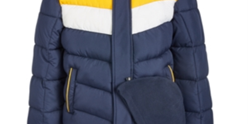 CB Sports Little Boy's 2 Pc Colorblocked Puffer Jacket & Hat Set Navy Size 4
