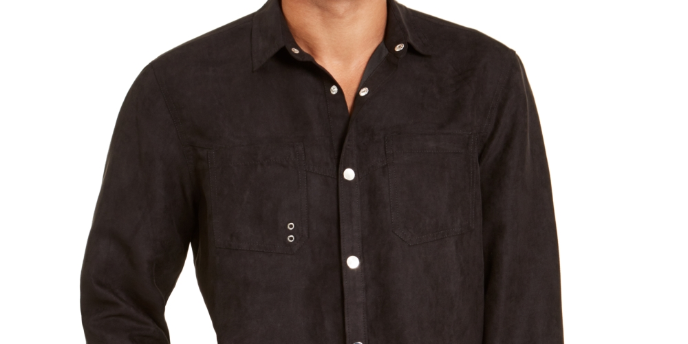 INC International Concepts Men's Faux Suede Shirt Black Size Medium