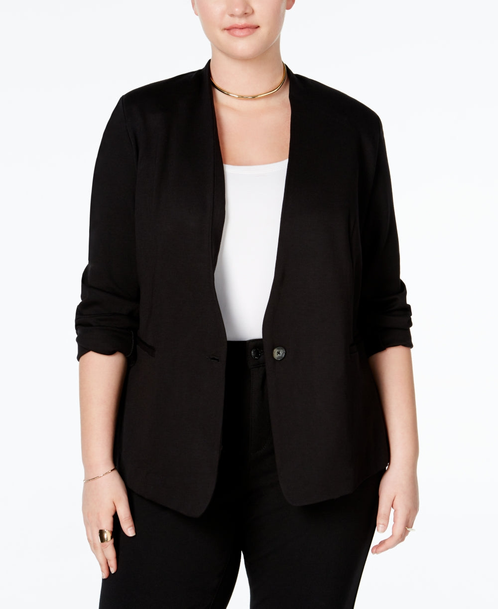 Rachel Roy Women's Trendy Ponte Blazer Black Size 2X