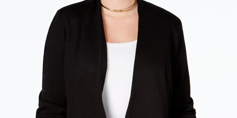 Rachel Roy Women's Trendy Ponte Blazer Black Size 2X