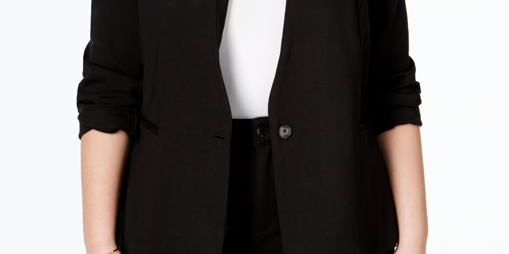 Rachel Roy Women's Trendy Ponte Blazer Black Size 2X