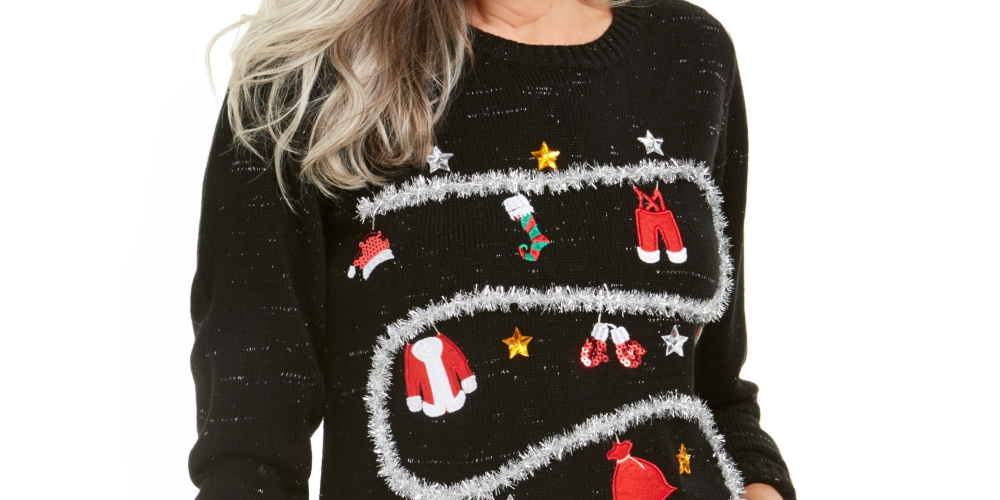 Karen Scott Women's Holiday Laundry Sweater Black Size Medium