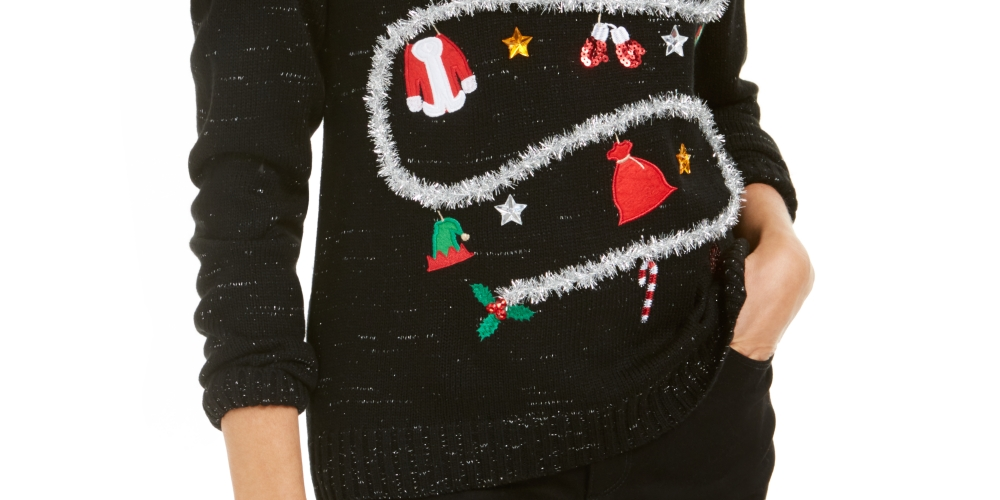 Karen Scott Women's Holiday Laundry Sweater Black Size Medium