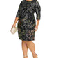 Robbie Bee Women's Plus Foil Print Side Knot Dress Black Size 3X