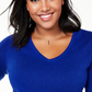 Charter Club Women's Plus V Neck Cashmere Sweater Blue Size 2X