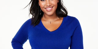 Charter Club Women's Plus V Neck Cashmere Sweater Blue Size 2X