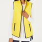 Charter Club Women's Contrast Trim Zip Front Vest Yellow Size X-Large