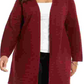 Alfani Women's Plus Metallic Striped Cardigan Red Size 1X