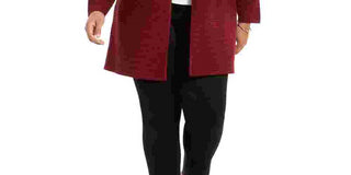 Alfani Women's Plus Metallic Striped Cardigan Red Size 1X