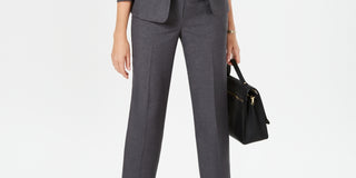 Le Suit Women's Ruched Sleeve One Button Pantsuit Gray Size 12