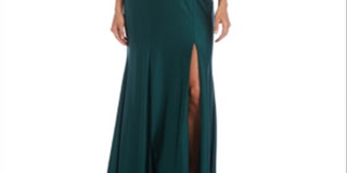 Nightway Women's Sateen Off the Shoulder Gown Green Size 10