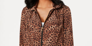 Charter Club Women's Leopard Print ZiPetite Per Print Jacket Brown Size Petite S