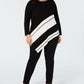Alfani Women's Plus Asymmetrical Hem Striped Sweater Black Size 4X