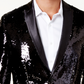 INC International Concepts Men's Slim Fit Reversible Sequined Blazer Black Size X-Large