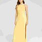 Speechless Junior's Beaded Strappy Back Halter Gown Yellow Size 11