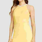 Speechless Junior's Beaded Strappy Back Halter Gown Yellow Size 11